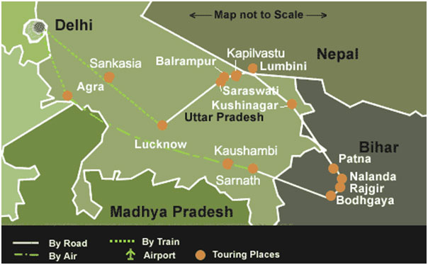 Distance Chart of Buddhist Tourism